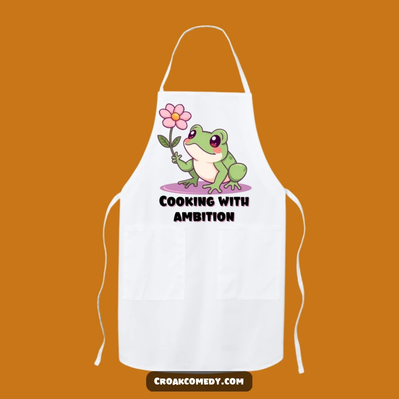 Funny Determined Frog Flower Apron: Cook with Purpose and Humor