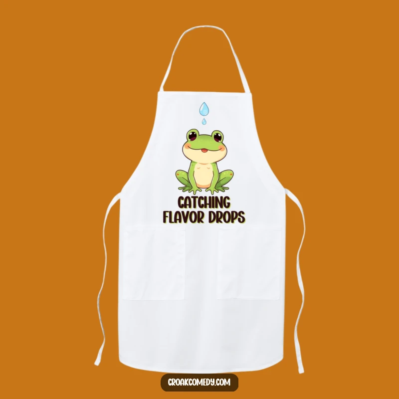 Funny Frog Apron: Cheerful Chef Frog Catching Drops, Hilarious Funny Gift for Cooks