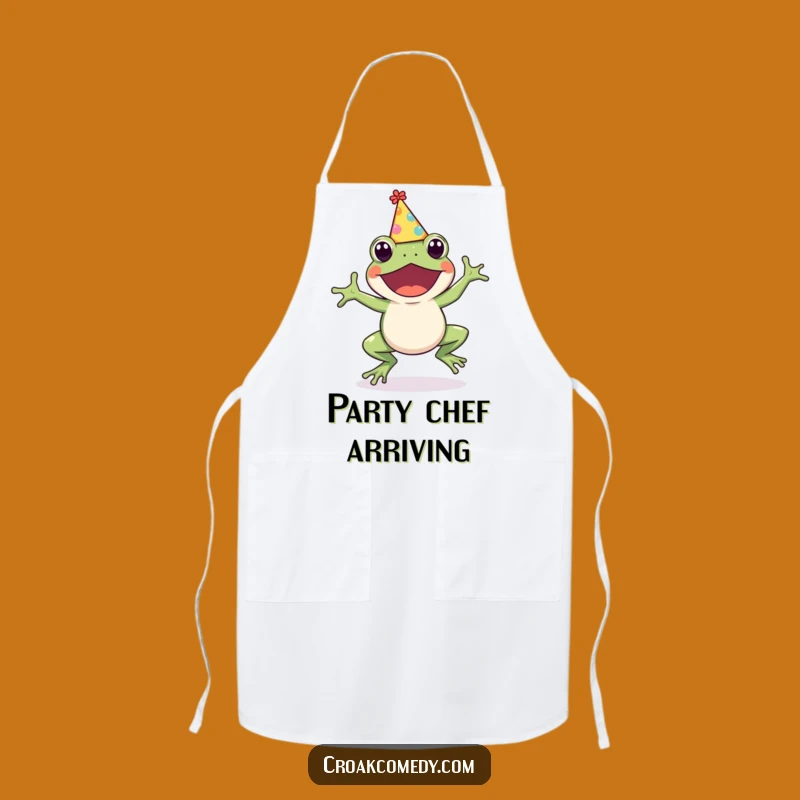 Funny Frog Party Hat Apron: Cute Hopping Amphibian Kitchenwear for a Hilarious Gift!