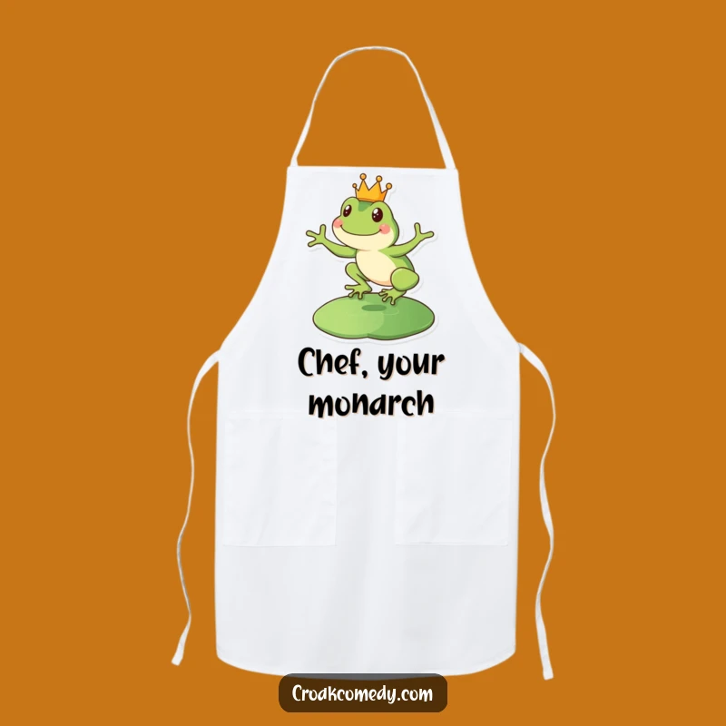 Funny Royal Frog Apron: Leaping King Amphibian Kitchen Wear