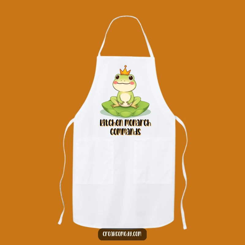 Funny Frog King Apron: Cheerful Crowned Amphibian Kitchenwear for a Regal Gift!