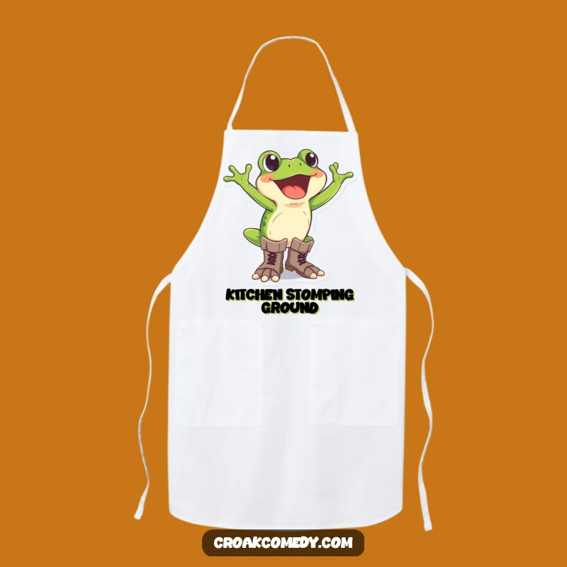 Funny Frog Apron - Excited Boots Kitchen Fun, Humorous Adventure Cooking Gift
