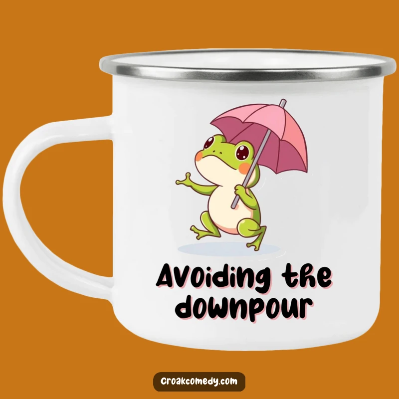 Funny Frog Umbrella Camping Mug - Adventure-Ready Humor for Outdoor Enthusiasts