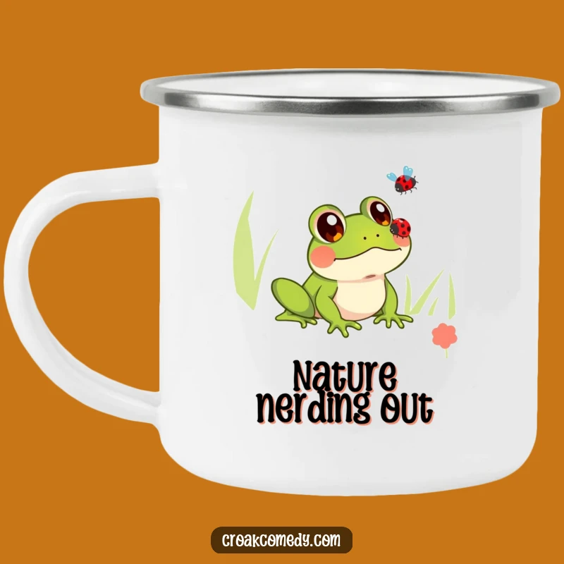 Funny Frog Camping Mug: Innocent Ladybug Watcher Enamel Mug, Nature Funny Gift