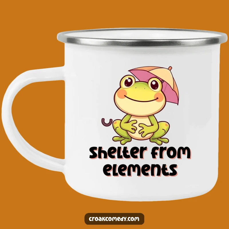 Funny Frog Umbrella Camping Mug - Cheerful Sips for Outdoor Fun!