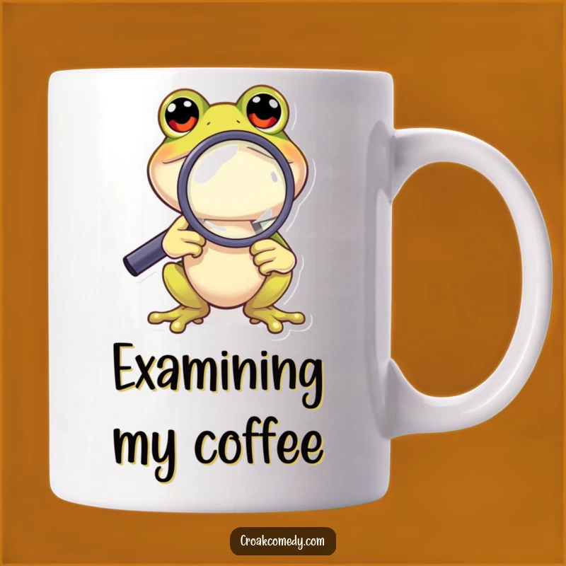 Funny Frog Detective Mug: Curious Character Investigating, Perfect Funny Gift