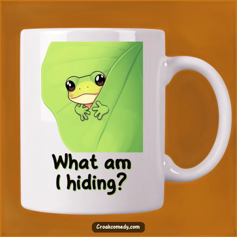 Funny Curious Frog Leaf Mug: A Whimsical Peek, Perfect Gift for Nature Lovers