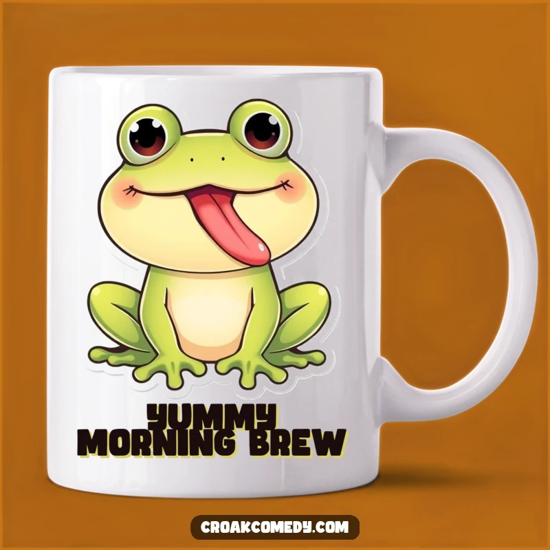 Funny Giggling Frog Tongue Out Mug: Playful Amphibian for a Hilarious Gift!