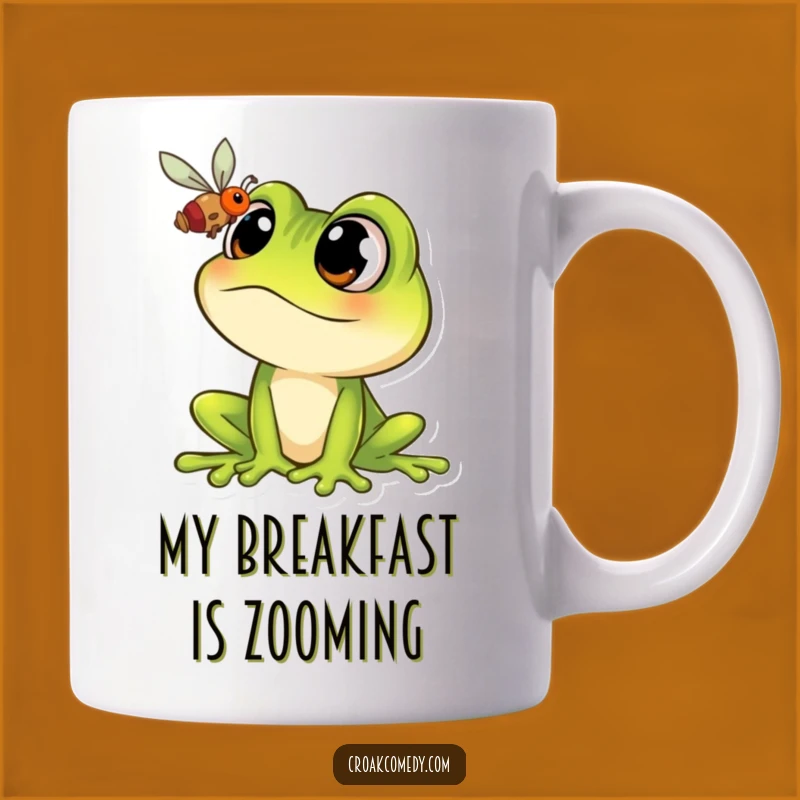 Funny Froggy Hunger Mug: Wide-eyed Cartoon Frog Gazing at a Fly, Perfect Funny Gift