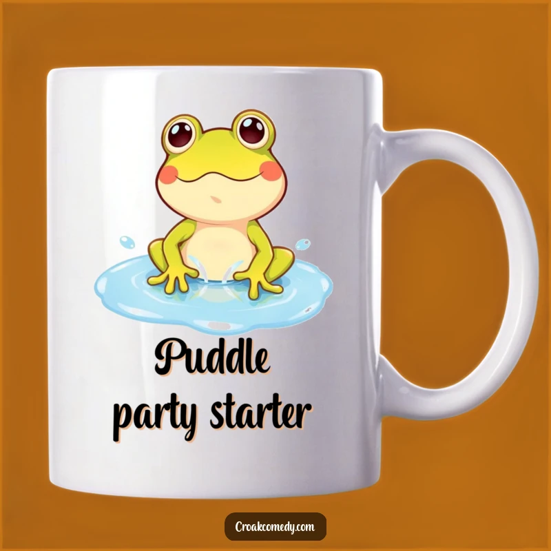 Funny Frog Puddle Splash Mug: Playful Character Joyful Moment, Perfect Funny Gift