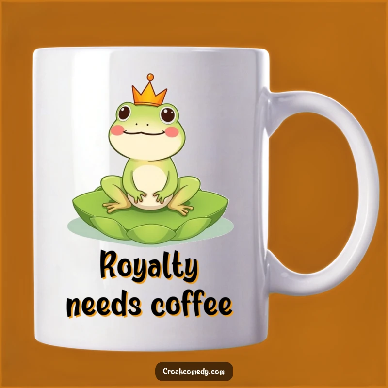 Funny Frog King Mug: Cheerful Crowned Amphibian on Lily Pad for a Regal Gift!