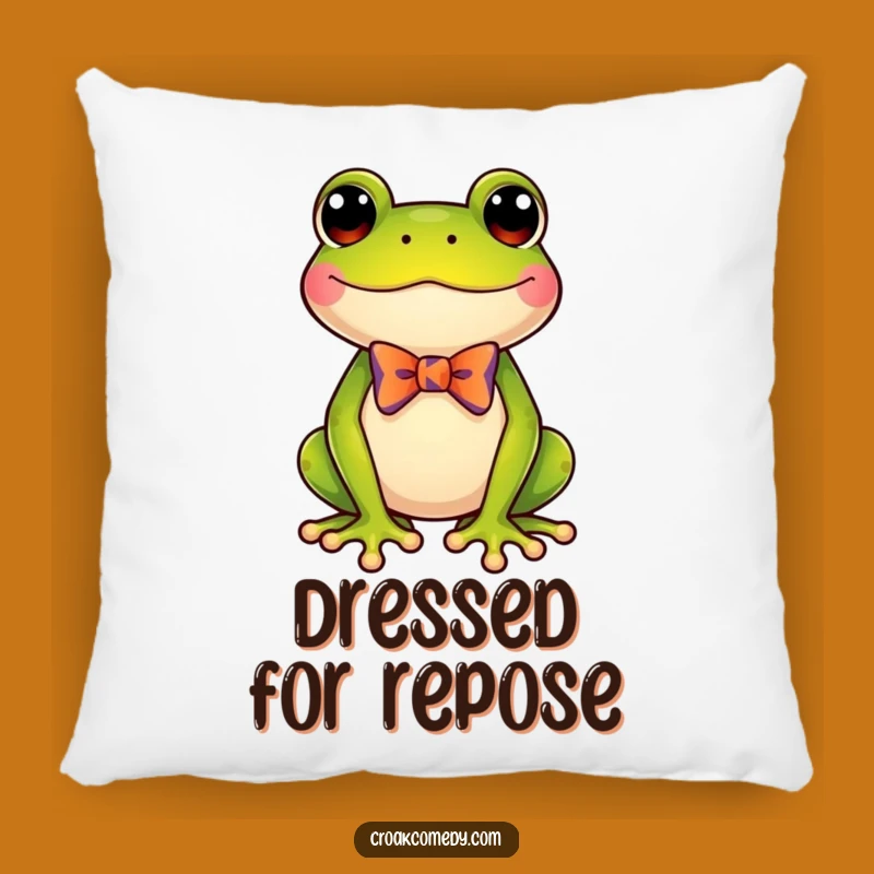 Funny Frog Bow Tie Pillow - Cozy Comfort with Dapper Humor!