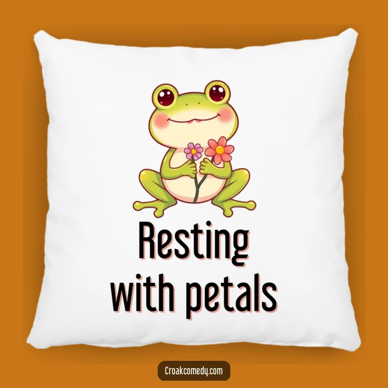 Funny Frog Flower Pillow: Comfy Cushion with a Hilarious, Happy Amphibian