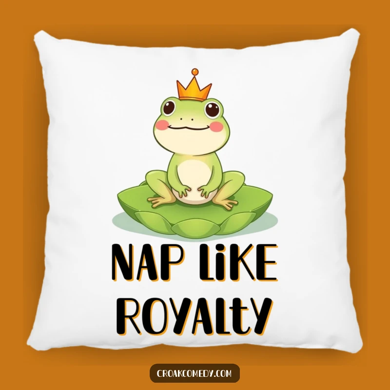 Funny Frog King Pillow: Cheerful Crowned Amphibian Cushion for a Regal Gift!