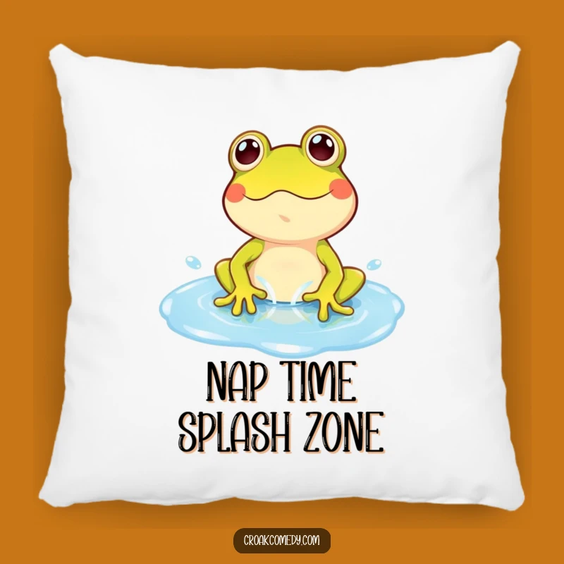 Funny Frog Puddle Dream Pillow: Playful Character's Splashy Comfort, Cozy Funny Gift