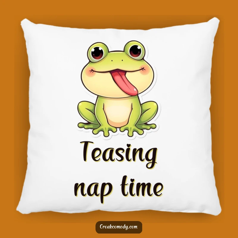 Funny Giggling Frog Tongue Out Pillow: Playful Amphibian Cushion for a Hilarious Gift!
