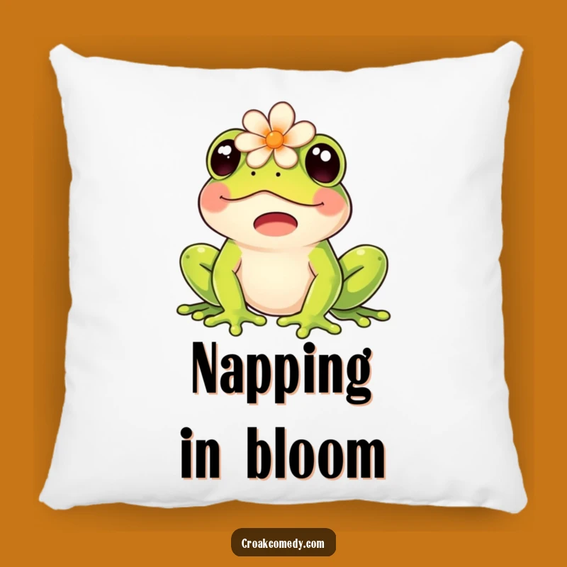 Funny Frog Pillow: Cozy Cushion with Flower Topper, Perfect Nature Gift