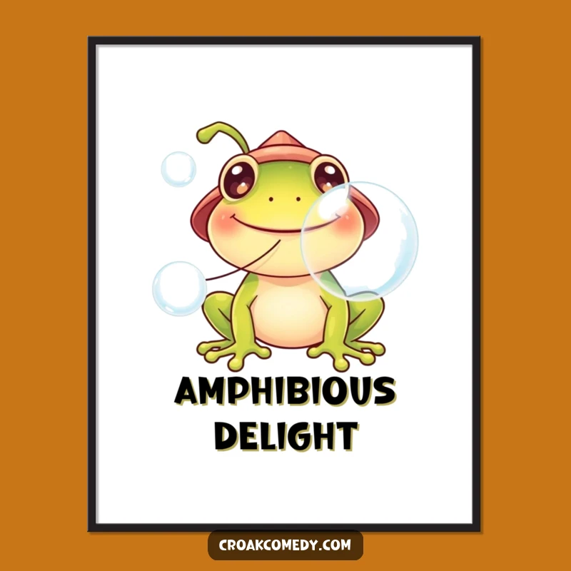 Funny Frog Hat Digital Art: Instant Bubble Art Gift