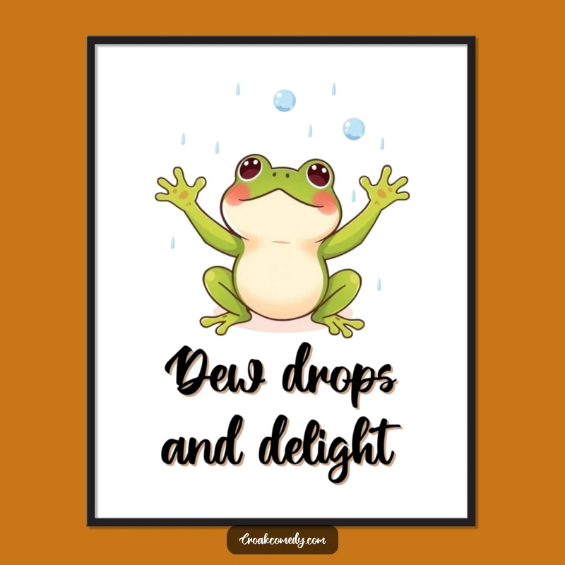 Funny Frog Rain Digital Art Print - Instant Joyful Weather Art