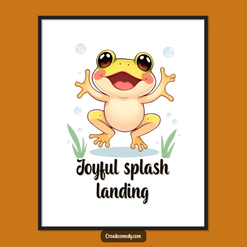 Funny Excited Frog Digital Art Print - Instant Joyful Download for Energetic Spaces