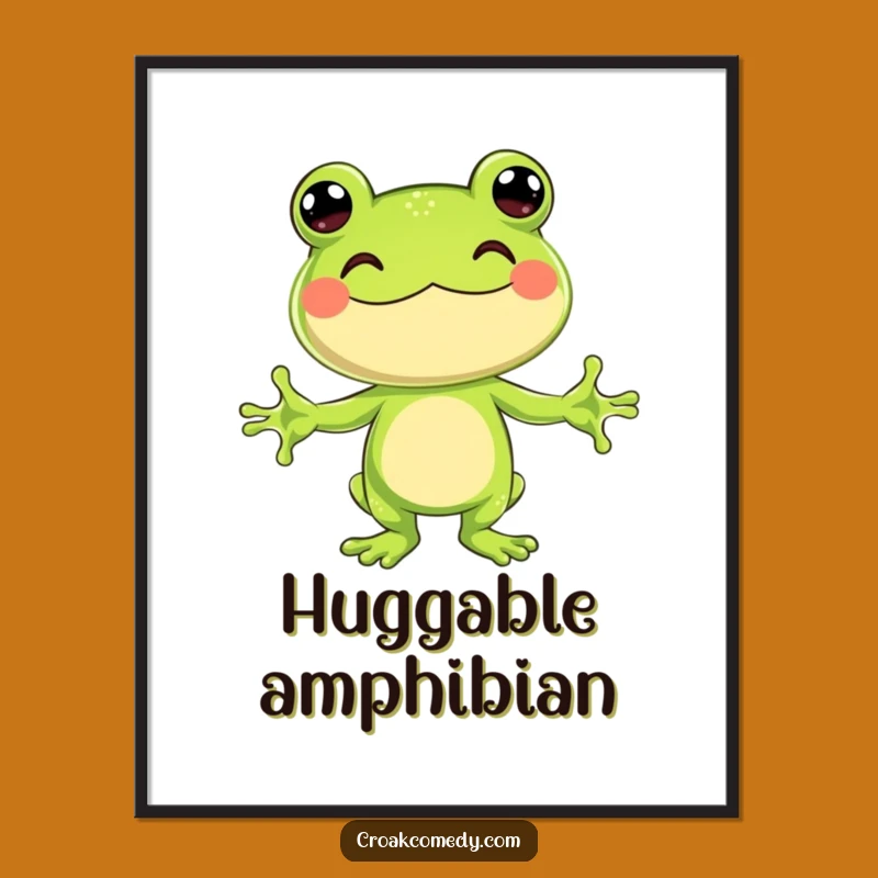 Funny Hugging Frog Digital Art: Printable Warmth for Instant Joy