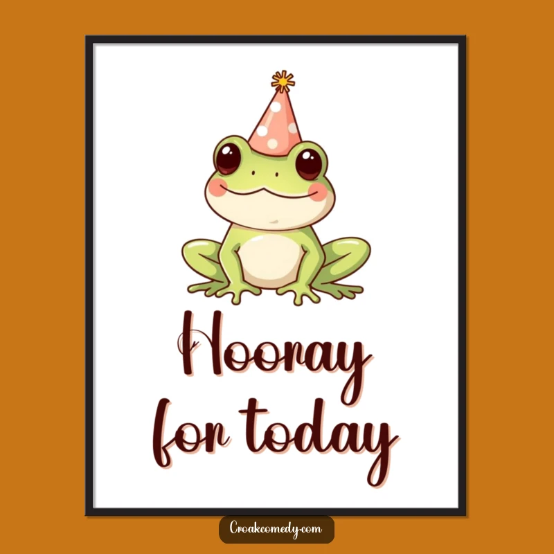 Funny Frog Party Hat Digital Art - Instant Festive Decor for Your Walls