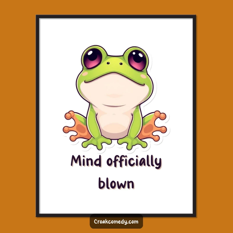 Funny Surprised Frog Digital Art: Wide-Eyed Amphibian Printable Art