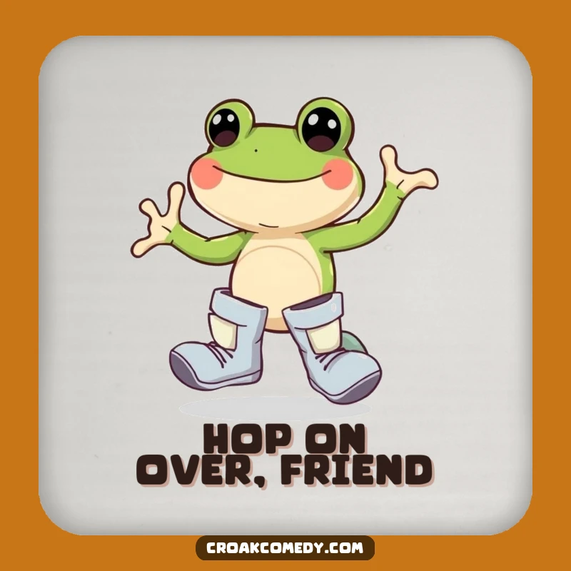 Funny Frog Boots Coaster: Joyful Hopper's Drink Protection Funny Gift