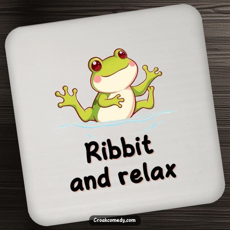 Funny frog coaster, a frog kicking its legs joyfully while swimming, providing surface protection with a humorous and charming design.