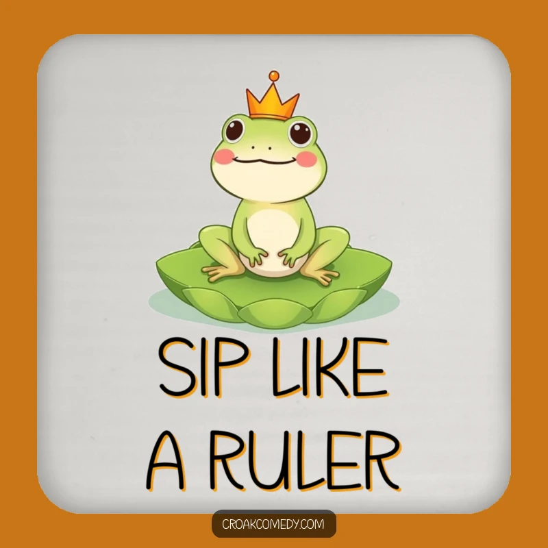 Funny Frog King Coaster: Cheerful Crowned Amphibian Decor for Regal Protection!