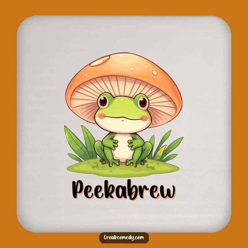 Funny Frog Mushroom Drink Coaster - Protect Surfaces with Whimsical Nature Art