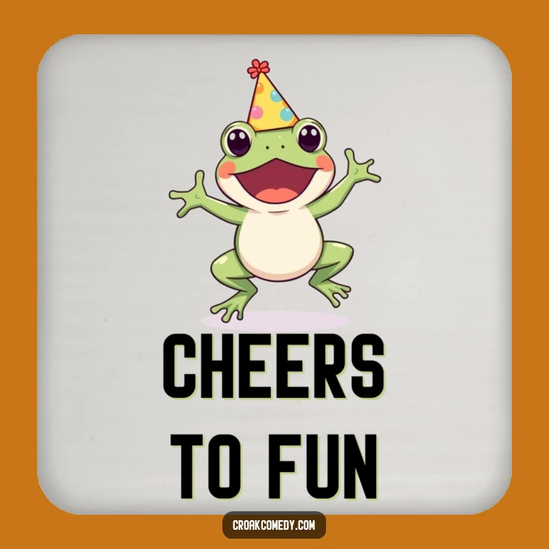 Funny Frog Party Hat Coaster: Cute Hopping Amphibian Decor for Hilarious Protection!