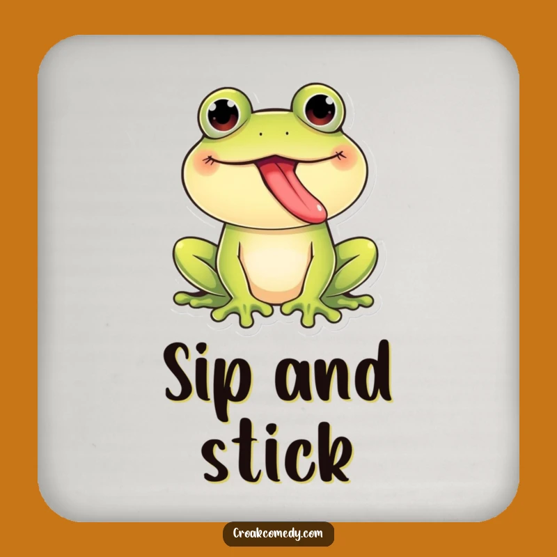 Funny Giggling Frog Tongue Out Coaster: Playful Amphibian Decor for Hilarious Protection!