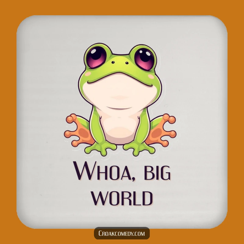 Funny Surprised Frog Coaster: Protect Surfaces with a Laugh