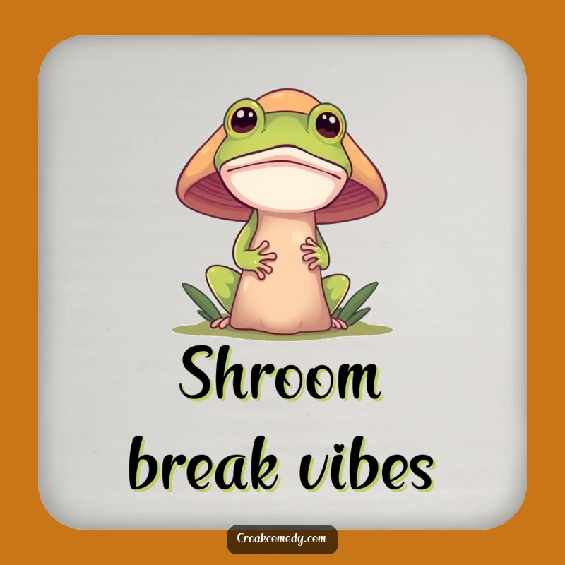 Funny Frog Coaster: Mushroom Peek Art, Chic Funny Gift for Tables