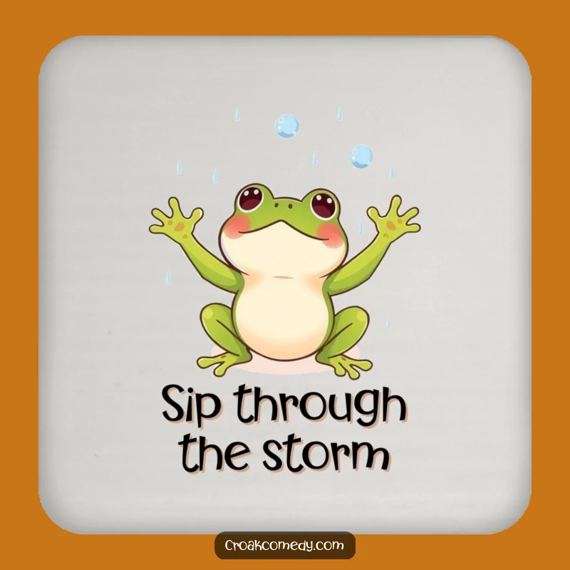 Funny Frog Rain Drink Coaster - Protect Surfaces with Weather Flair
