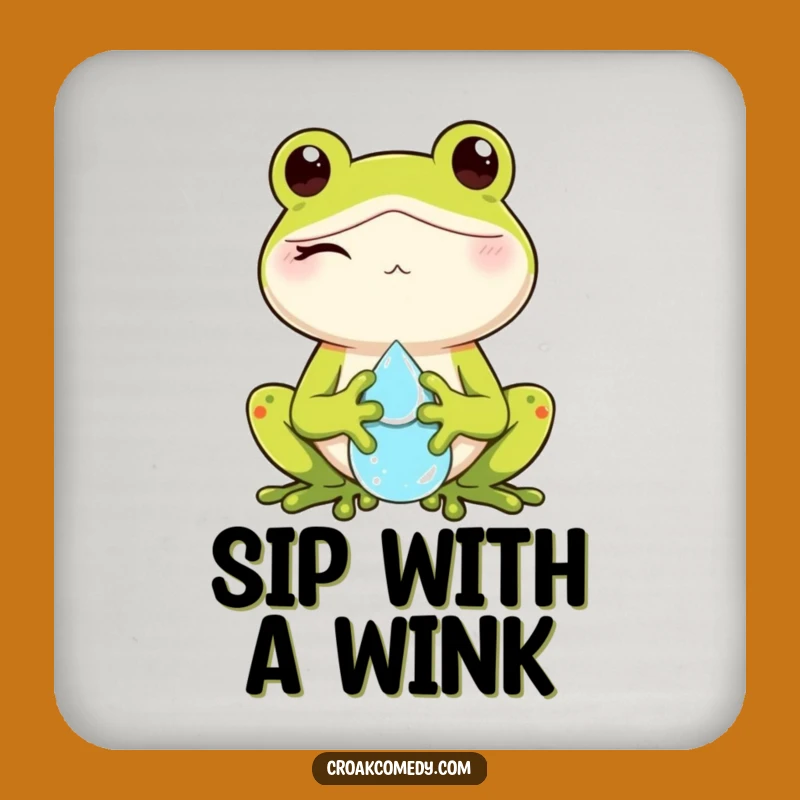 Funny Winking Frog Dewdrop Coaster Set: Protect Surfaces with Playful Flair