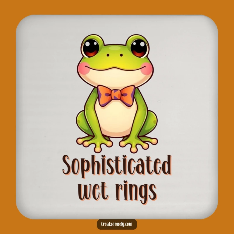 Funny Frog Bow Tie Coaster - Protect Surfaces with Dapper Charm!