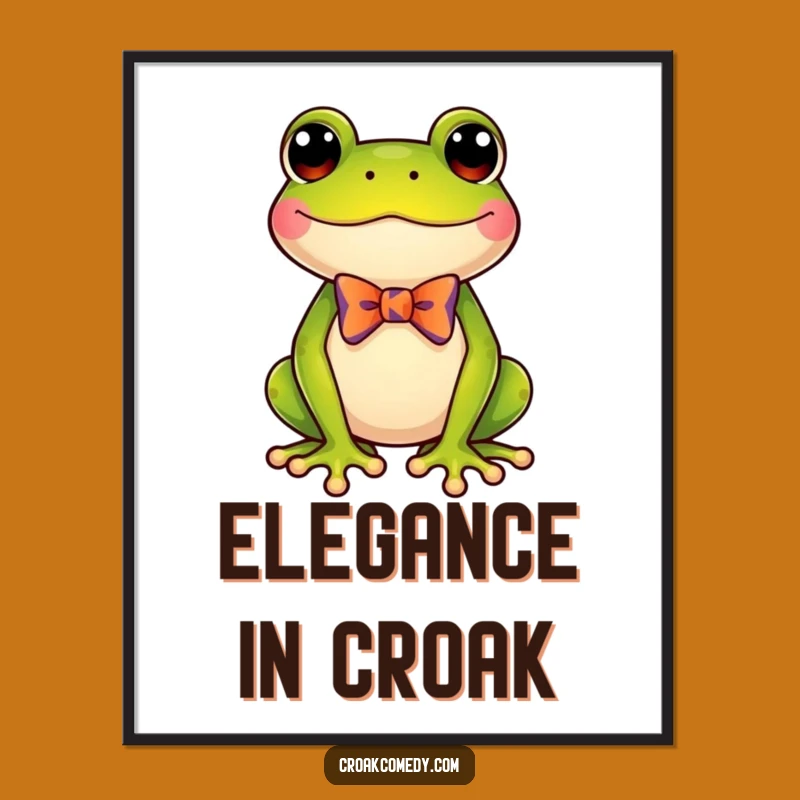 Funny Frog Bow Tie Poster - Dapper Amphibian Art for Laughs!