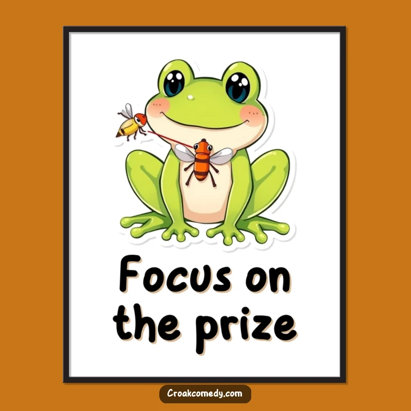 Funny Frog Fly Poster - Humorous Wall Art for a Playful Space