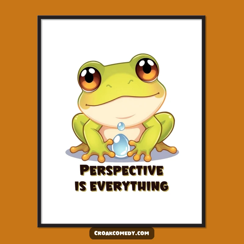 Funny Frog Dewdrop Poster - Curious Frog Wide Eyes Macro Photo Wall Art