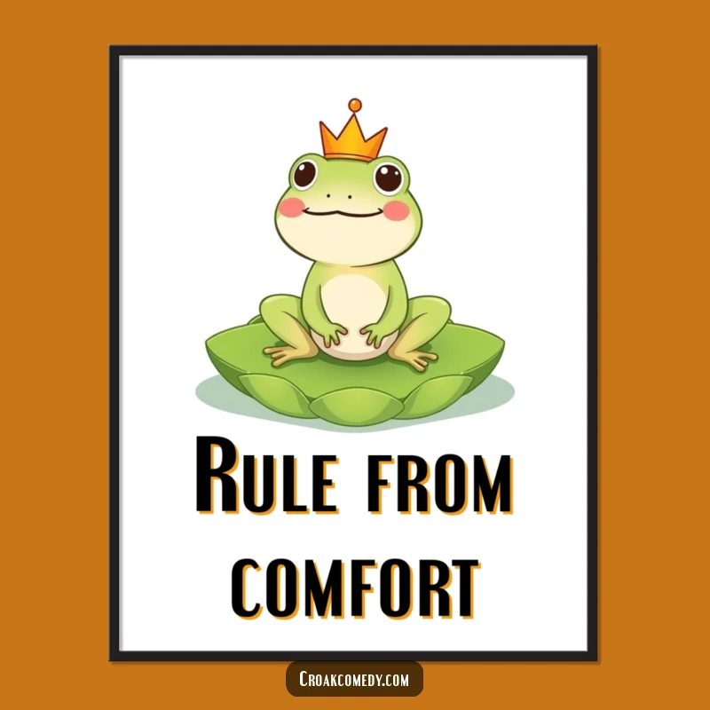 Funny Frog King Poster: Cheerful Crowned Amphibian Art for a Regal Gift!