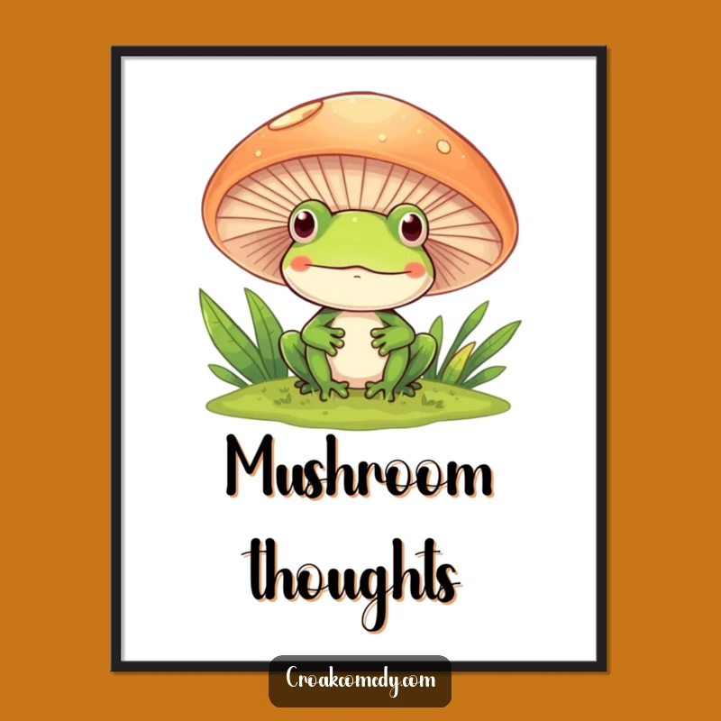 Funny Frog Mushroom Poster - Enchanting Wall Art for Nature Lovers, Quirky Gift