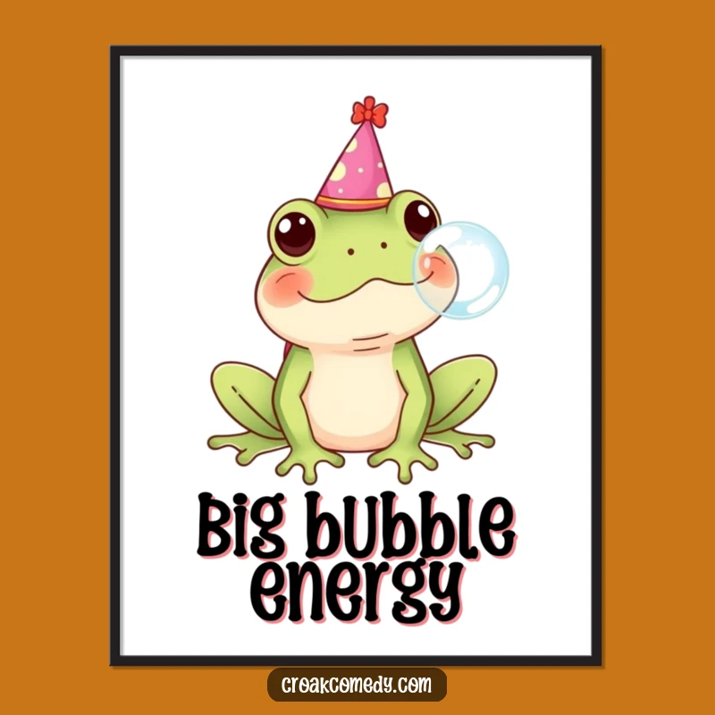 Funny Frog Party Poster - Whimsical Wall Art for Frog Fans, Hilarious Gift Idea