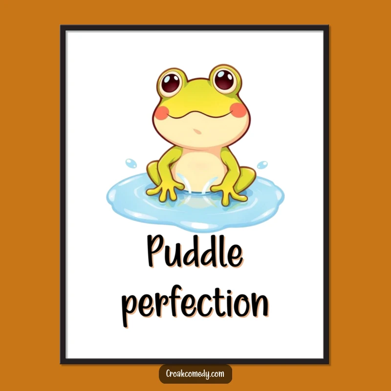 Funny Frog Puddle Dance Poster: Playful Character's Joyful Splash, Whimsical Funny Gift Art