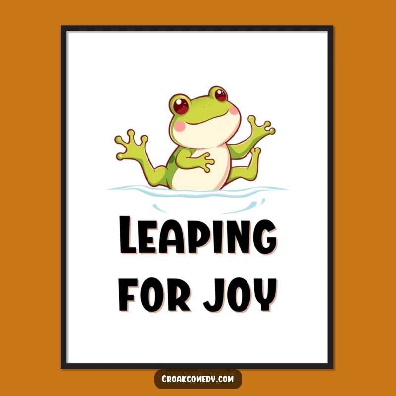 Funny Frog Swimming Poster: Joyful Amphibian Art, Perfect Wall Decor Funny Gift