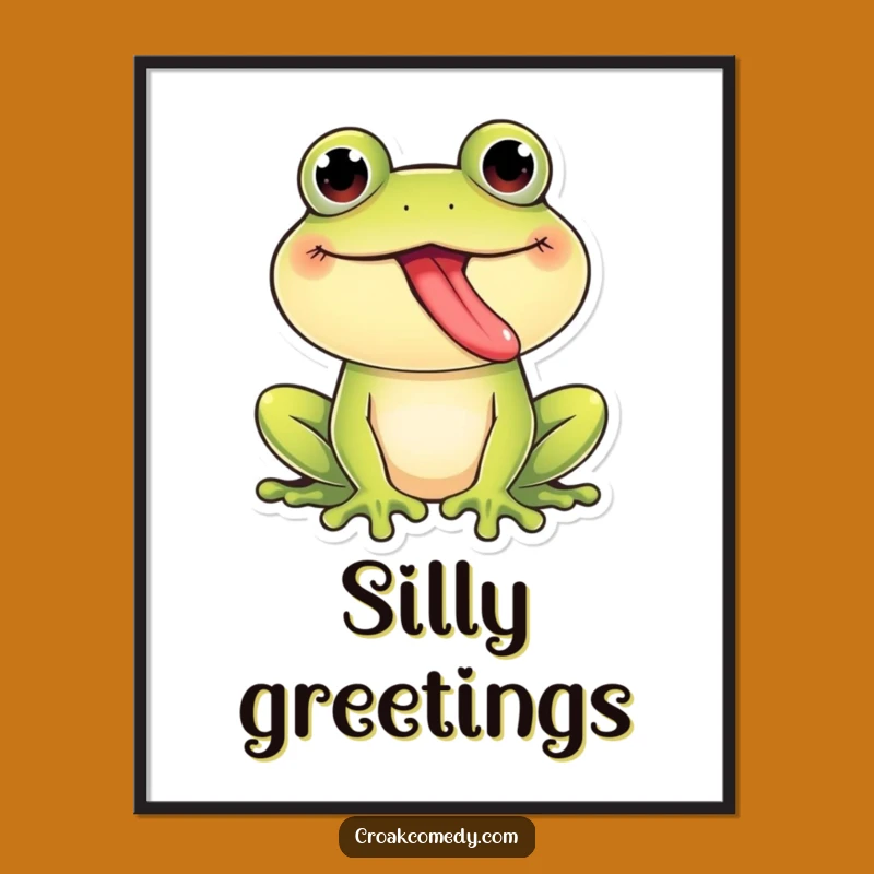 Funny Giggling Frog Tongue Out Poster: Playful Amphibian Art for a Hilarious Gift!