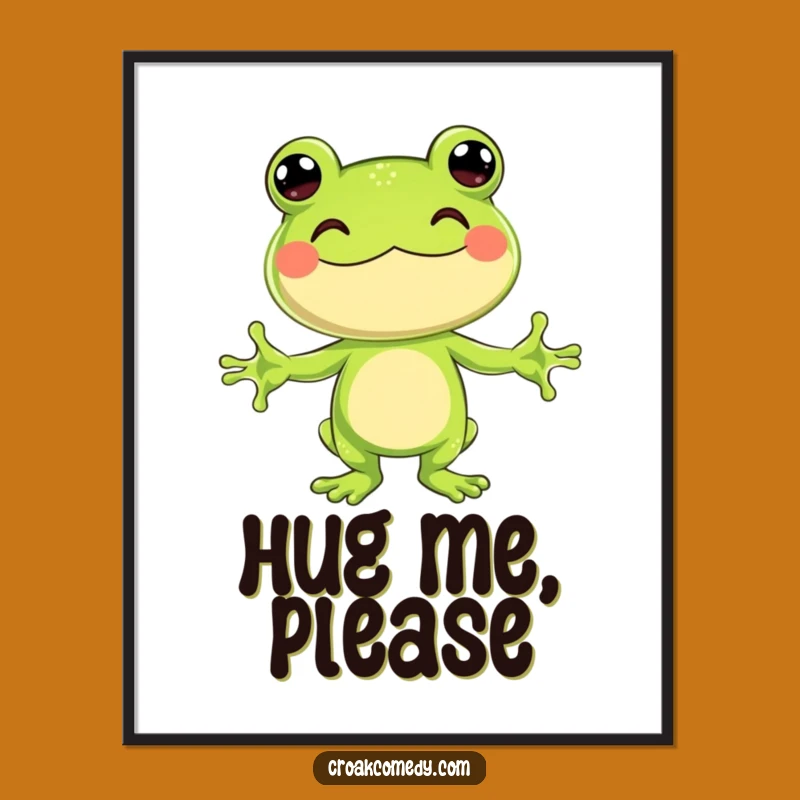 Funny Hugging Frog Poster: Heartwarming Amphibian Art for Welcoming Spaces