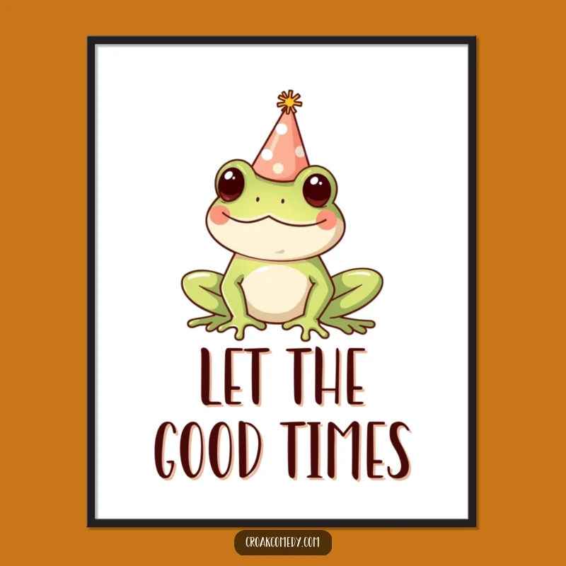 Funny Frog Party Hat Poster - Festive Wall Art for a Cheerful Home