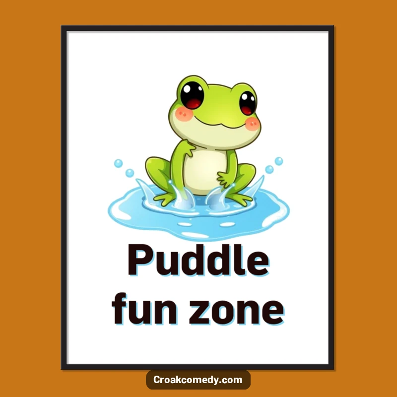 Funny Splashing Frog Poster: Joyful Amphibian Art for Playful Spaces